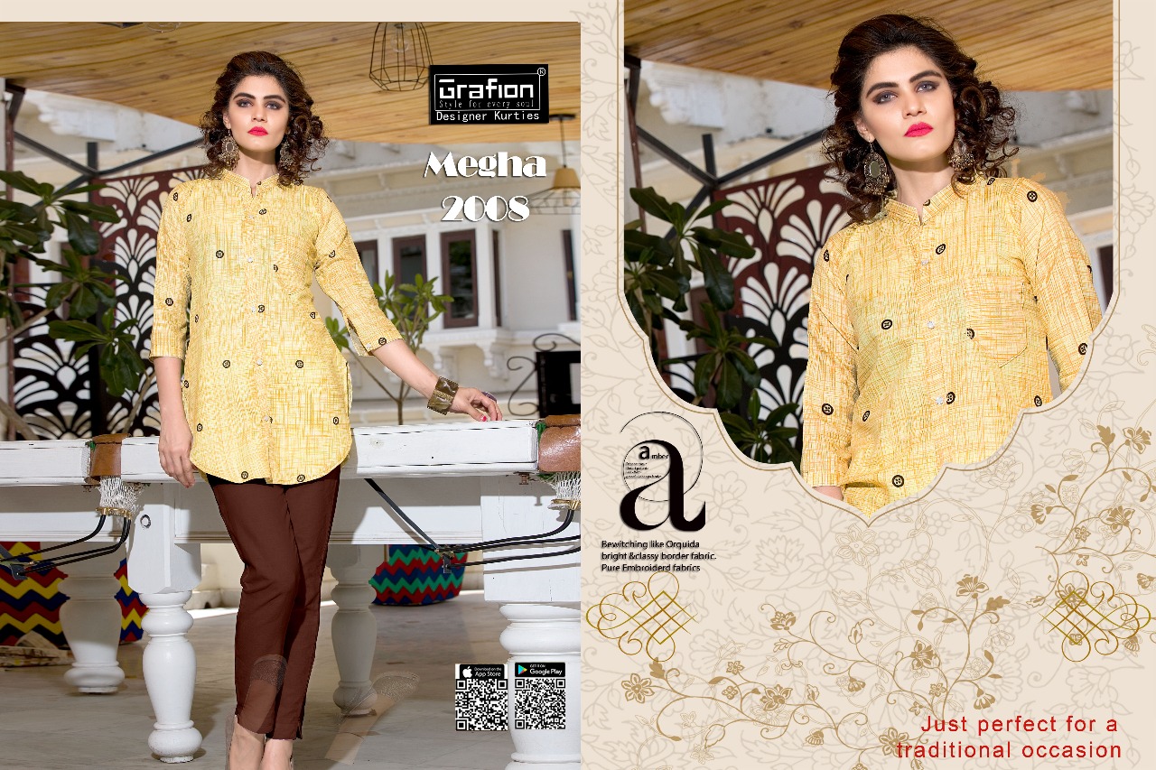 Megha By Grafion Kurtis 2001 To 2012 Series Beautiful Stylish Fancy Colorful Casual Wear & Ready To Wear & Ethnic Wear Cotton Kurtis At Wholesale Price