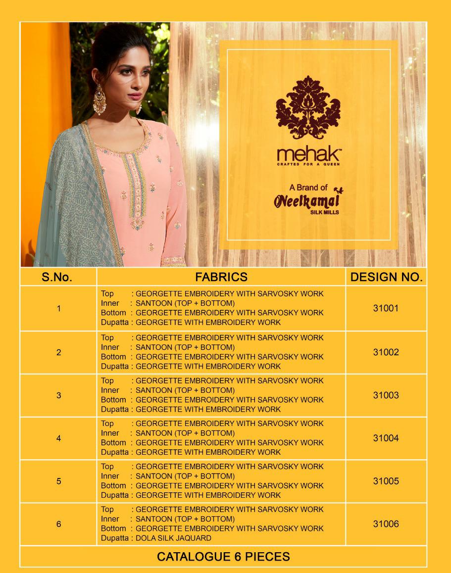 Mehak 31001 Series By Mehak 31001 To 31006 Series Designer Wear Sharara Suits Collection Beautiful Stylish Fancy Colorful Party Wear & Occasional Wear Georgette Embroidered Dresses At Wholesale Price