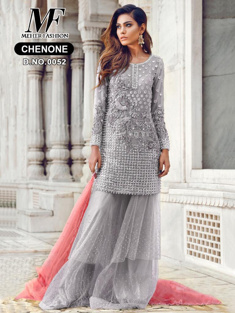 Meher 0052 Colours By Meher Fashion 0052 To 0052-c Series Designer Sharara Suits Collection Beautiful Stylish Fancy Colorful Party Wear & Occasional Wear Heavy Embroidered Georgette Dresses At Wholesale Price