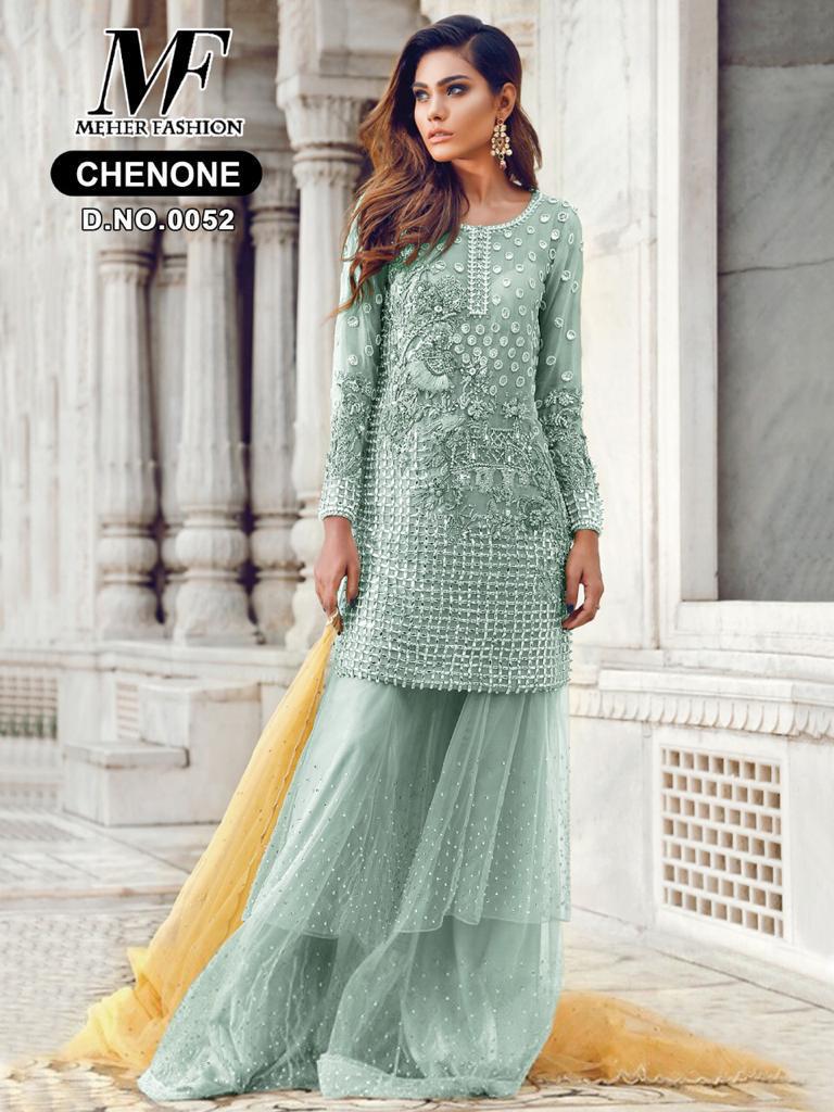 Meher 0052 Colours By Meher Fashion 0052 To 0052-c Series Designer Sharara Suits Collection Beautiful Stylish Fancy Colorful Party Wear & Occasional Wear Heavy Embroidered Georgette Dresses At Wholesale Price