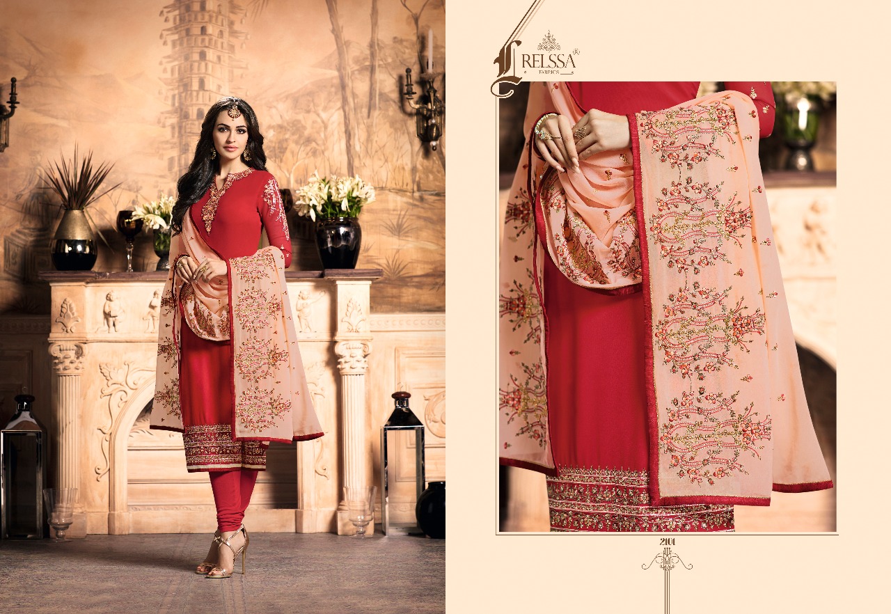 Melissa By Relssa Fabrics 2101 To 2108 Series Designer Suits Beautiful Stylish Fancy Colorful Party Wear & Occasional Wear Georgette Embroidered Dresses At Wholesale Price