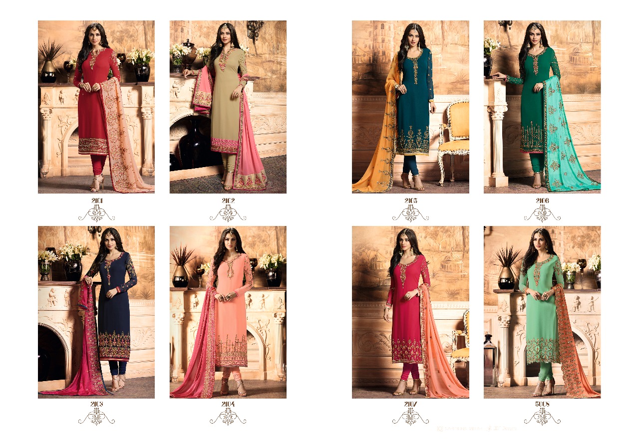 Melissa By Relssa Fabrics 2101 To 2108 Series Designer Suits Beautiful Stylish Fancy Colorful Party Wear & Occasional Wear Georgette Embroidered Dresses At Wholesale Price