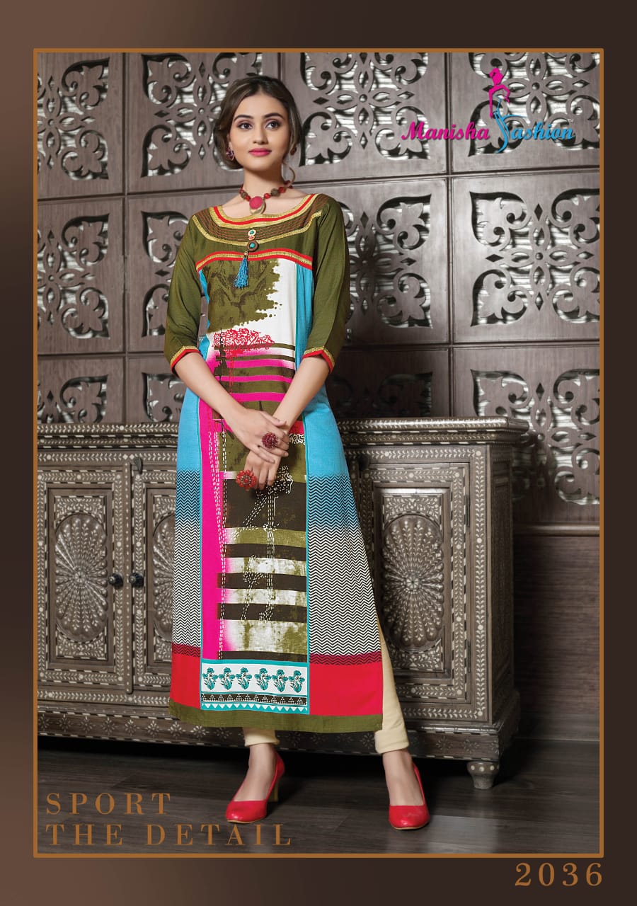 Melody Vol-2 By Manisha Fashion 2031 To 2040 Series Beautiful Colorful Stylish Fancy Casual Wear & Ethnic Wear & Ready To Wear Rayon Printed Kurtis At Wholesale Price