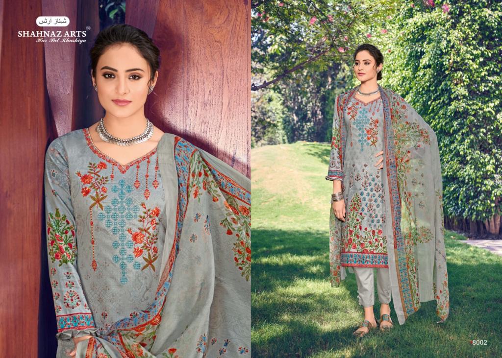 Stock Mihira By Shahnaz Art 8001 To 8008 Series Beautiful Suits Stylish Fancy Colorful Casual Wear & Ethnic Wear & Ready To Wear Pure Cotton Satin Print With Self Embroidery Dresses At Wholesale Price