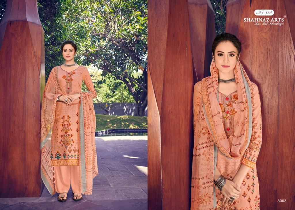Stock Mihira By Shahnaz Art 8001 To 8008 Series Beautiful Suits Stylish Fancy Colorful Casual Wear & Ethnic Wear & Ready To Wear Pure Cotton Satin Print With Self Embroidery Dresses At Wholesale Price