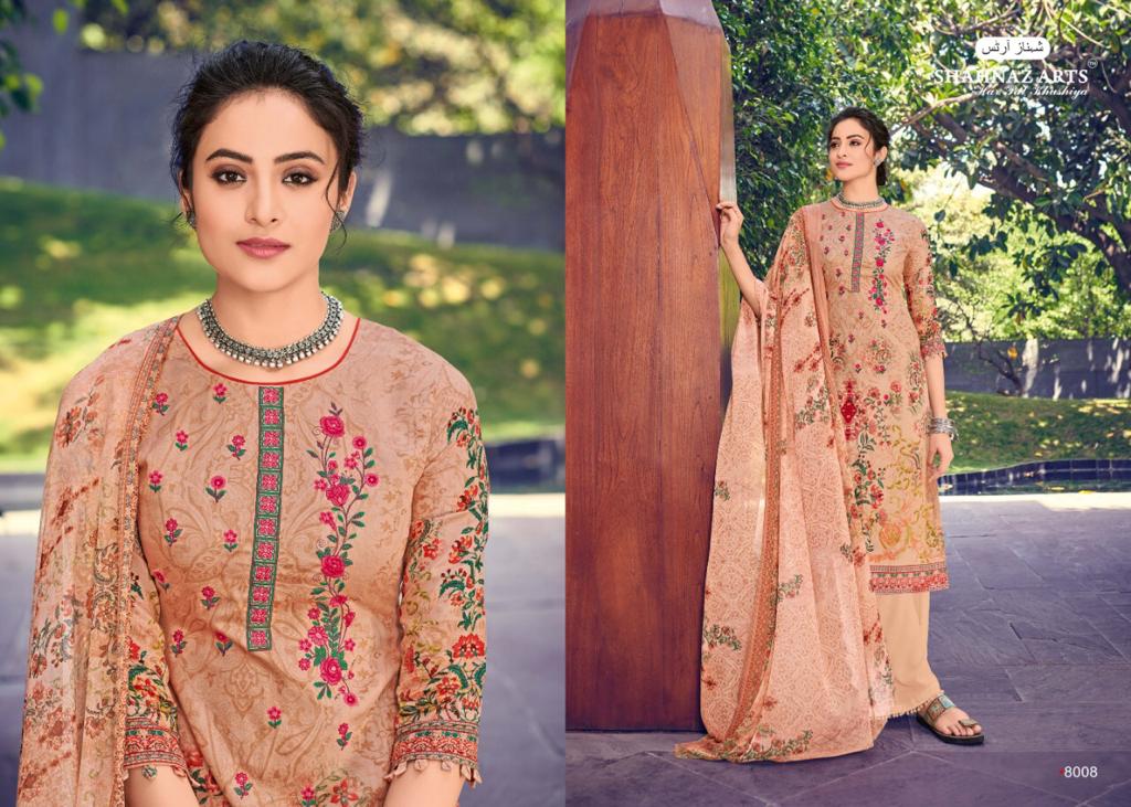 Stock Mihira By Shahnaz Art 8001 To 8008 Series Beautiful Suits Stylish Fancy Colorful Casual Wear & Ethnic Wear & Ready To Wear Pure Cotton Satin Print With Self Embroidery Dresses At Wholesale Price