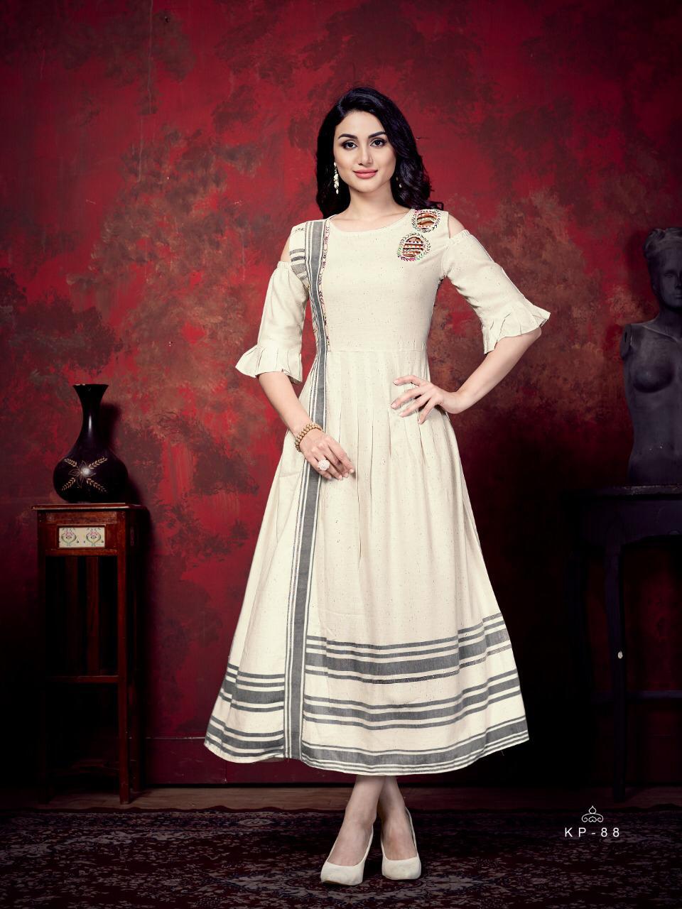Milky Koi By Krisha Wear Collection Beautiful Stylish Fancy Colorful Party Wear & Occasional Wear Handloom Cotton And Rayon Slub Kurtis At Wholesale Price