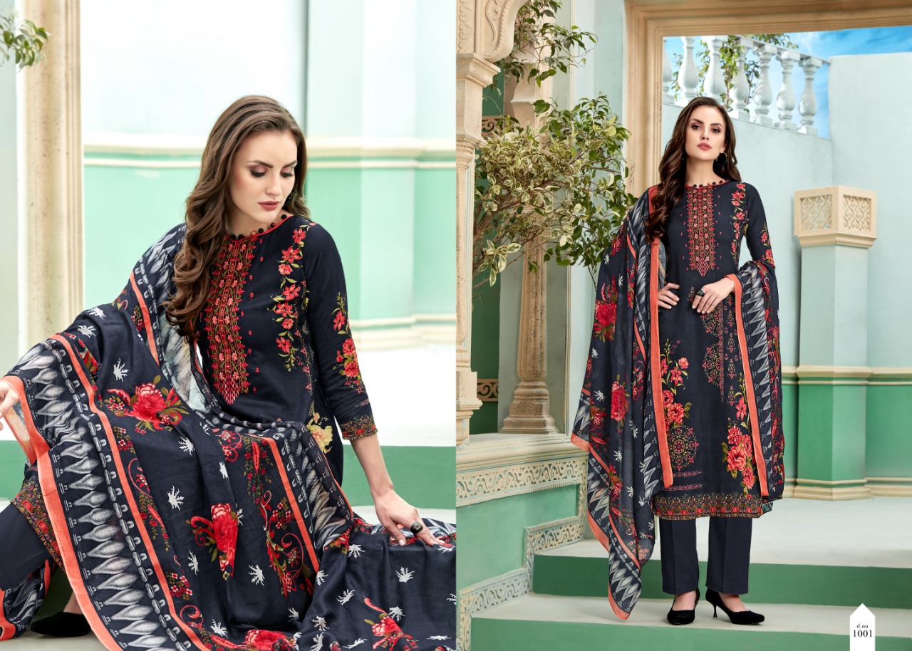 Minaaz By Levisha 1001 To 1010 Series Designer Suits Beautiful Stylish Fancy Colorful Party Wear & Ethnic Wear Satin Cotton Print With Self Embroidery Dresses At Wholesale Price