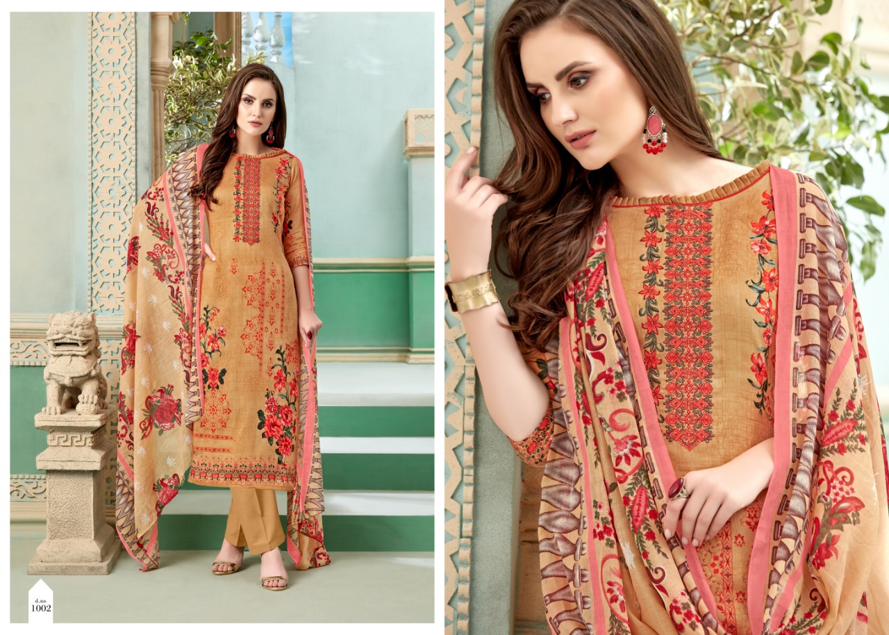 Minaaz By Levisha 1001 To 1010 Series Designer Suits Beautiful Stylish Fancy Colorful Party Wear & Ethnic Wear Satin Cotton Print With Self Embroidery Dresses At Wholesale Price
