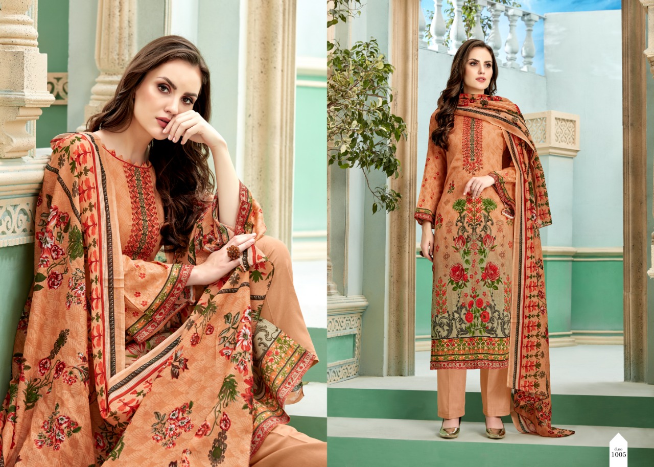 Minaaz By Levisha 1001 To 1010 Series Designer Suits Beautiful Stylish Fancy Colorful Party Wear & Ethnic Wear Satin Cotton Print With Self Embroidery Dresses At Wholesale Price