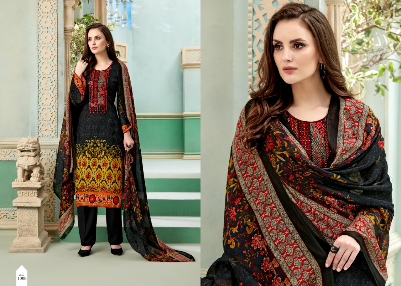 Minaaz By Levisha 1001 To 1010 Series Designer Suits Beautiful Stylish Fancy Colorful Party Wear & Ethnic Wear Satin Cotton Print With Self Embroidery Dresses At Wholesale Price