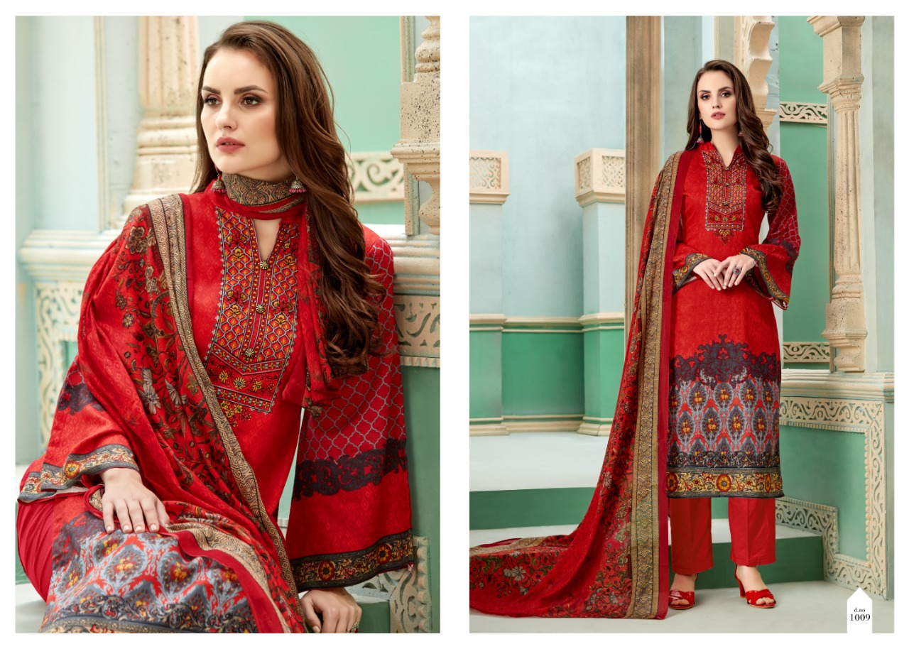 Minaaz By Levisha 1001 To 1010 Series Designer Suits Beautiful Stylish Fancy Colorful Party Wear & Ethnic Wear Satin Cotton Print With Self Embroidery Dresses At Wholesale Price