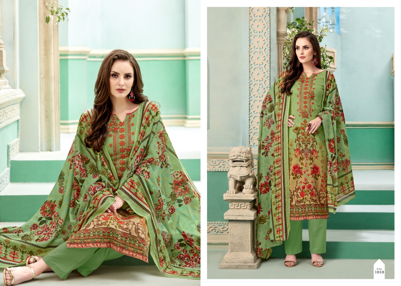 Minaaz By Levisha 1001 To 1010 Series Designer Suits Beautiful Stylish Fancy Colorful Party Wear & Ethnic Wear Satin Cotton Print With Self Embroidery Dresses At Wholesale Price