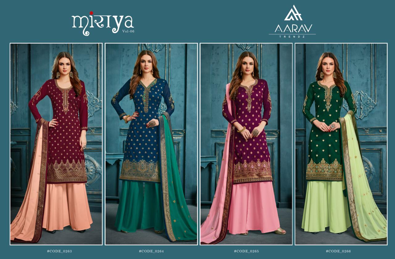 Miraya Vol-6 By Aarav Trendz 0263 To 0266 Series Designer Sharara Suits Collection Beautiful Stylish Colorful Fancy Party Wear & Occasional Wear Meenakari Jacquard With  Work Dresses At Wholesale Price