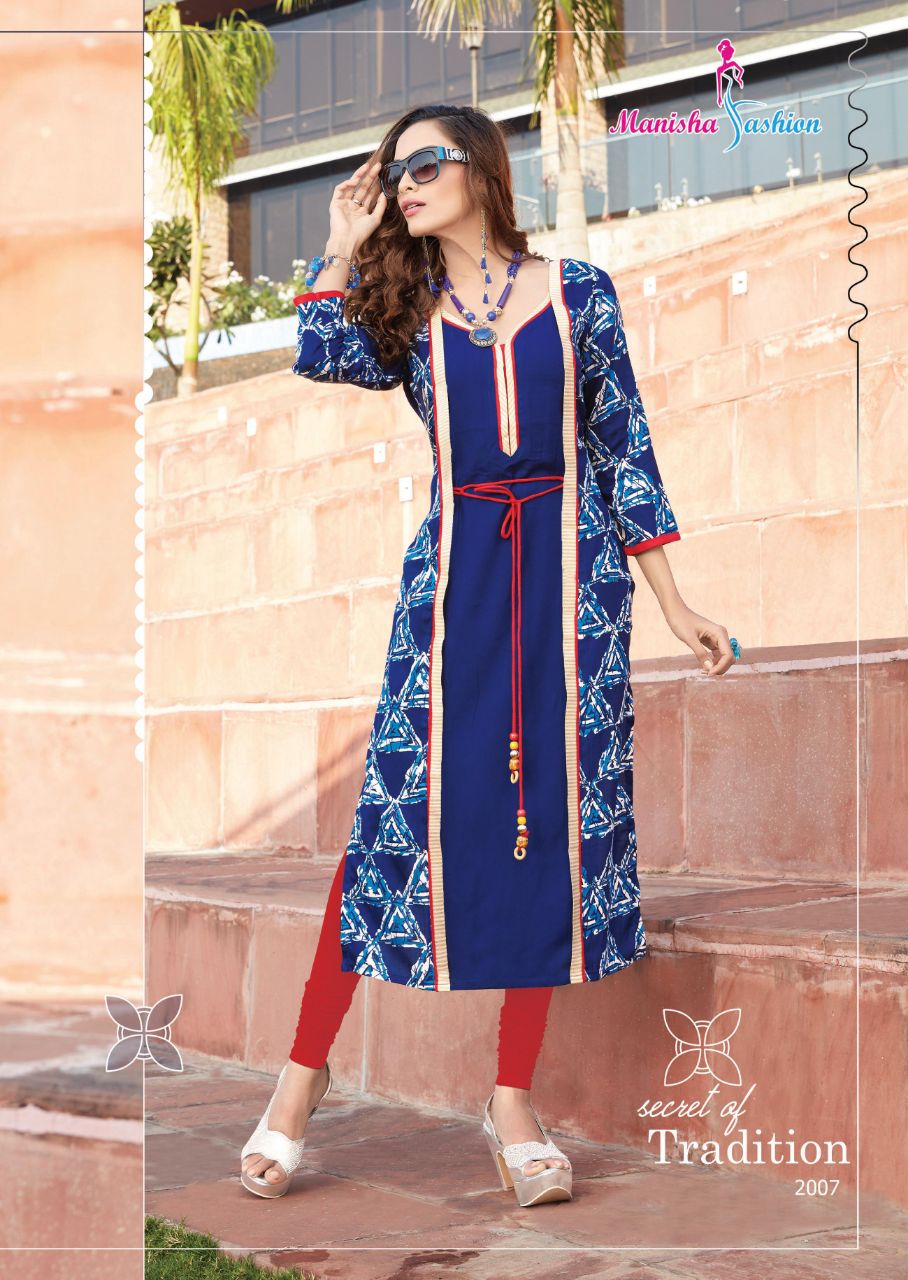 Mishti Vol-2 By Manisha Fashion 2001 To 2010 Series Beautiful Stylish Fancy Colorful Casual Wear & Ethnic Wear Rayon Printed Kurtis At Wholesale Price