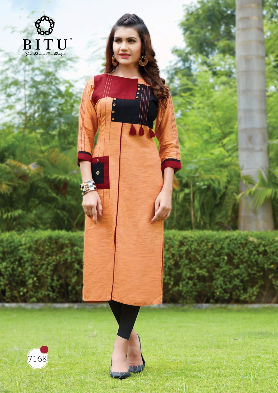 Misri By Bitu 7161 To 7168 Series Beautiful Colorful Stylish Fancy Casual Wear & Ethnic Wear & Ready To Wear Rayon Khadi Kurtis At Wholesale Price