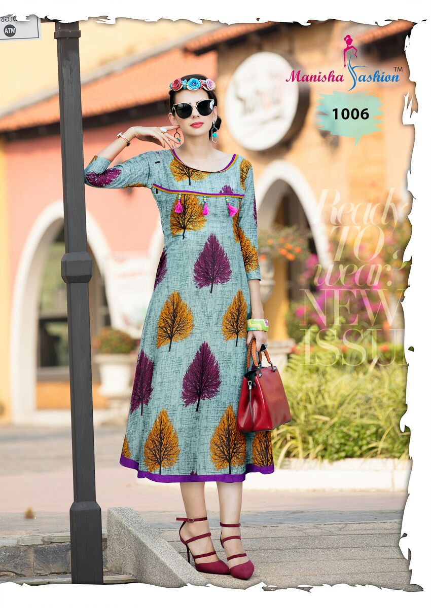 Mitu Vol-1 By Manisha Fashion 1001 To 1010 Series Beautiful Stylish Fancy Colorful Casual Wear & Ethnic Wear American Cotton Printed Kurtis At Wholesale Price