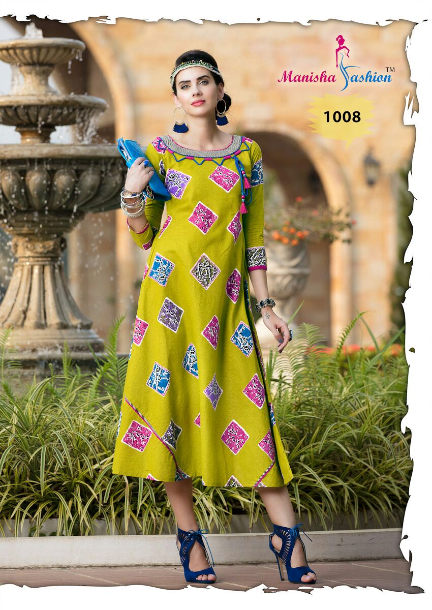 Mitu Vol-1 By Manisha Fashion 1001 To 1010 Series Beautiful Stylish Fancy Colorful Casual Wear & Ethnic Wear American Cotton Printed Kurtis At Wholesale Price