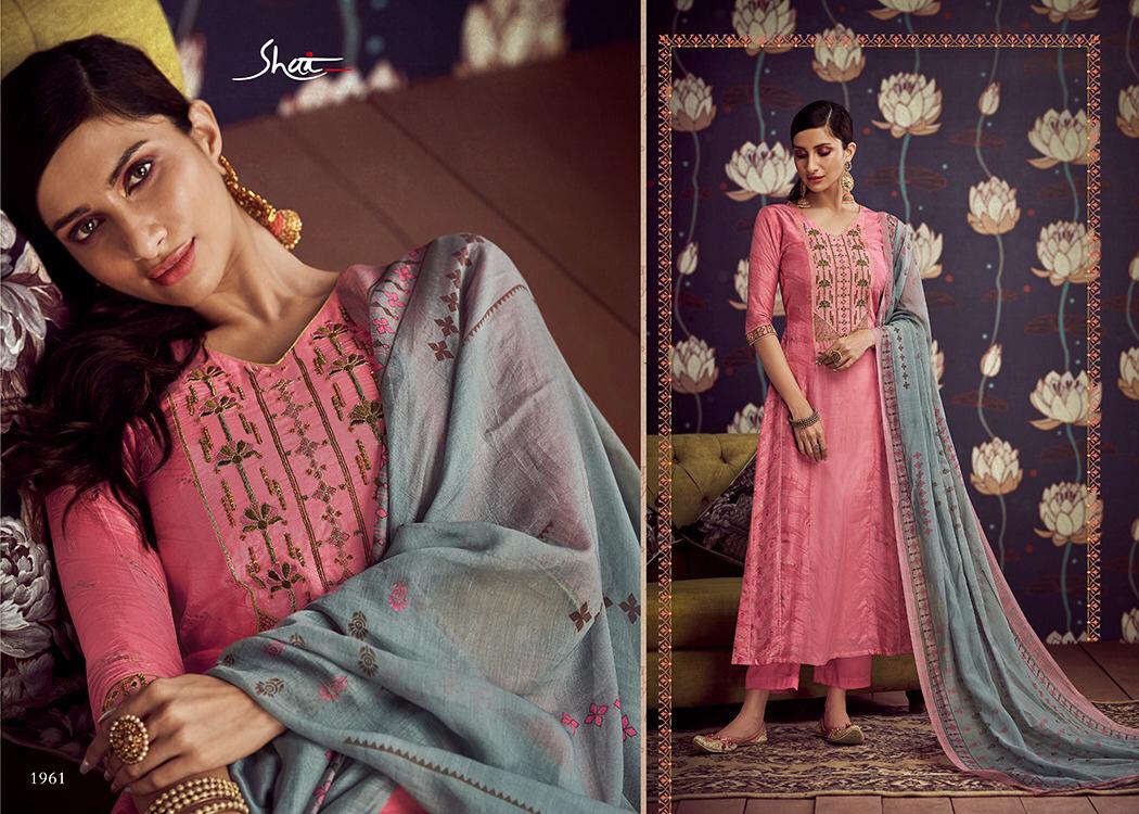 Modesta By Shai 1961 To 1968 Series Beautiful Suits Stylish Colorful Fancy Casual Wear & Ethnic Wear Pure Russian Silk Gold Print With Hand Work Dresses At Wholesale Price