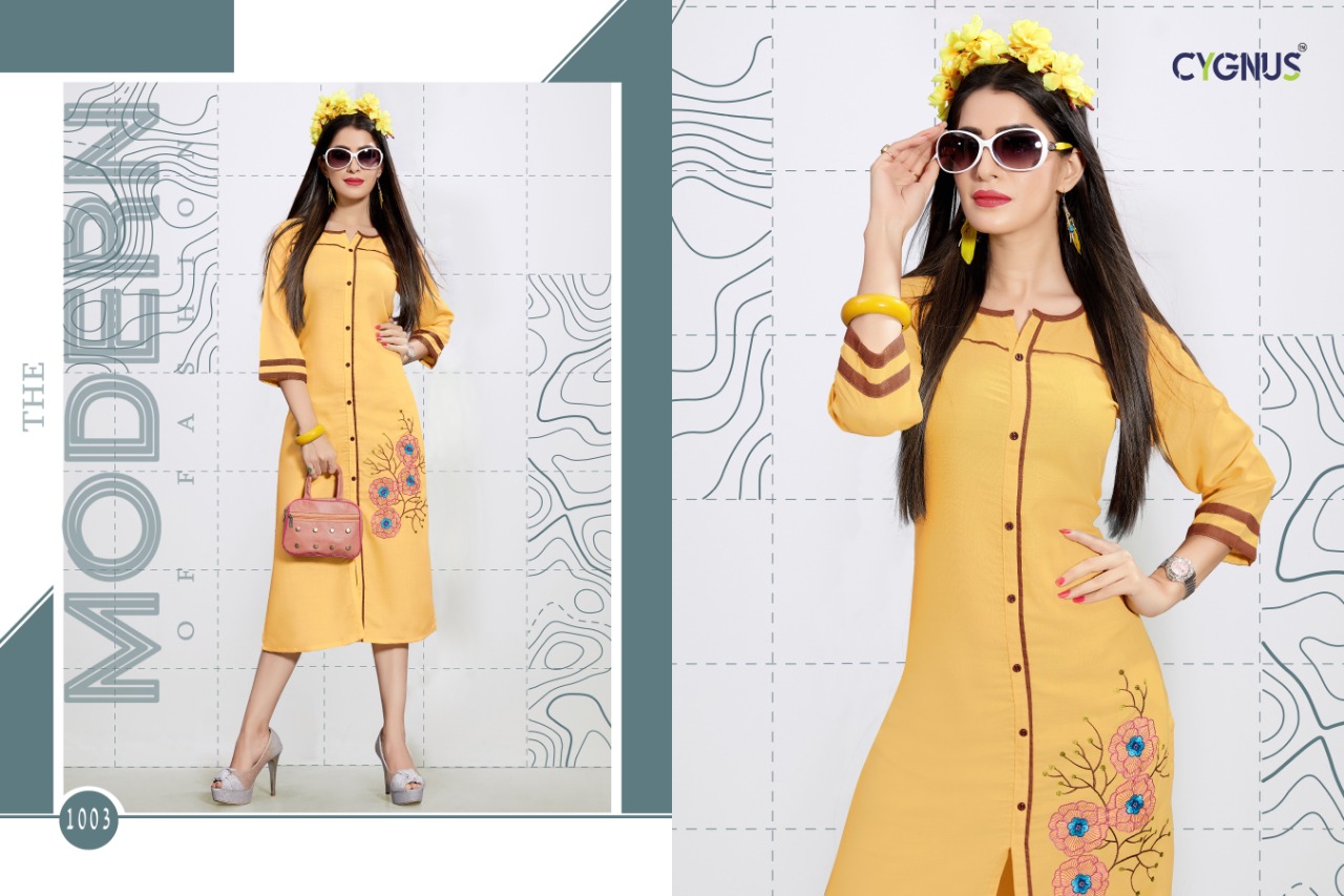 Mohini By Cygnus 1001 To 1006 Series Beautiful Stylish Fancy Colorful Casual Wear & Ethnic Wear & Ready To Wear Pure Cotton Embroidery Kurtis At Wholesale Price