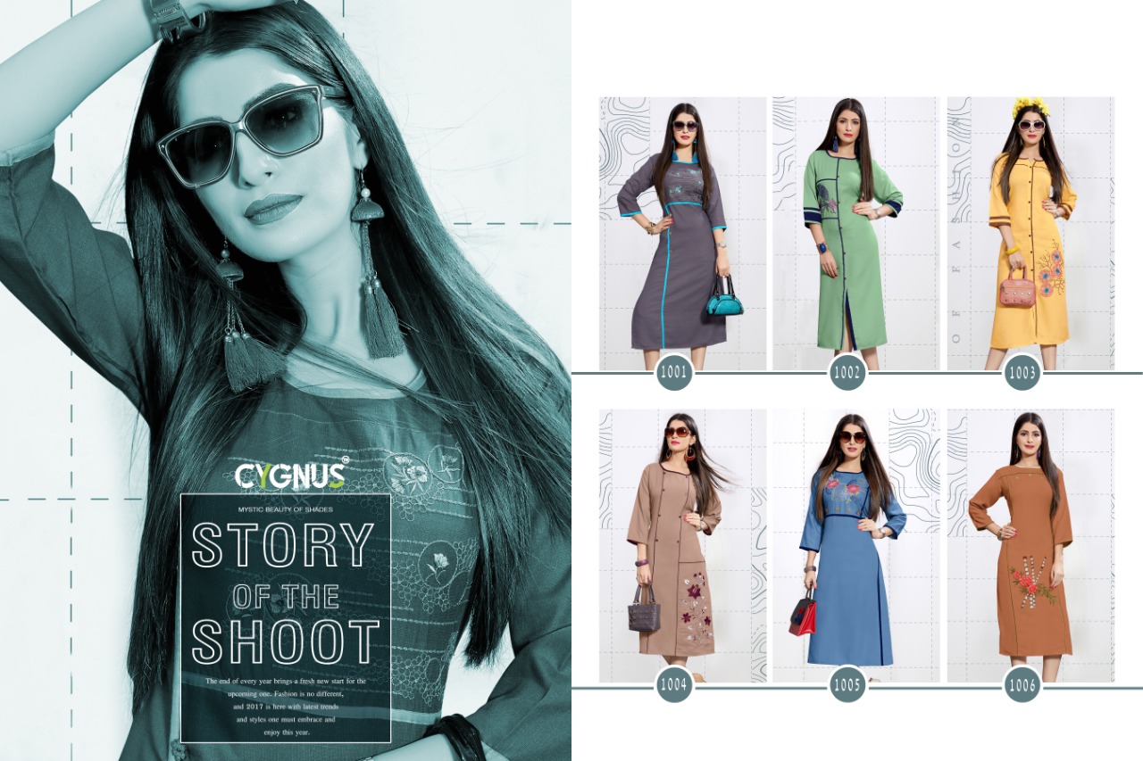 Mohini By Cygnus 1001 To 1006 Series Beautiful Stylish Fancy Colorful Casual Wear & Ethnic Wear & Ready To Wear Pure Cotton Embroidery Kurtis At Wholesale Price
