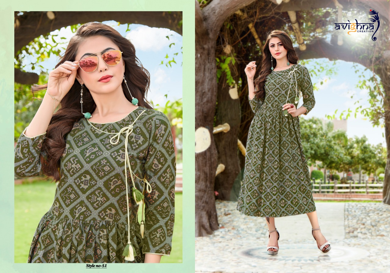 Moment By Avighna Creation 48 To 55 Series Beautiful Colorful Stylish Fancy Casual Wear & Ethnic Wear & Ready To Wear Rayon Printed Kurtis At Wholesale Price