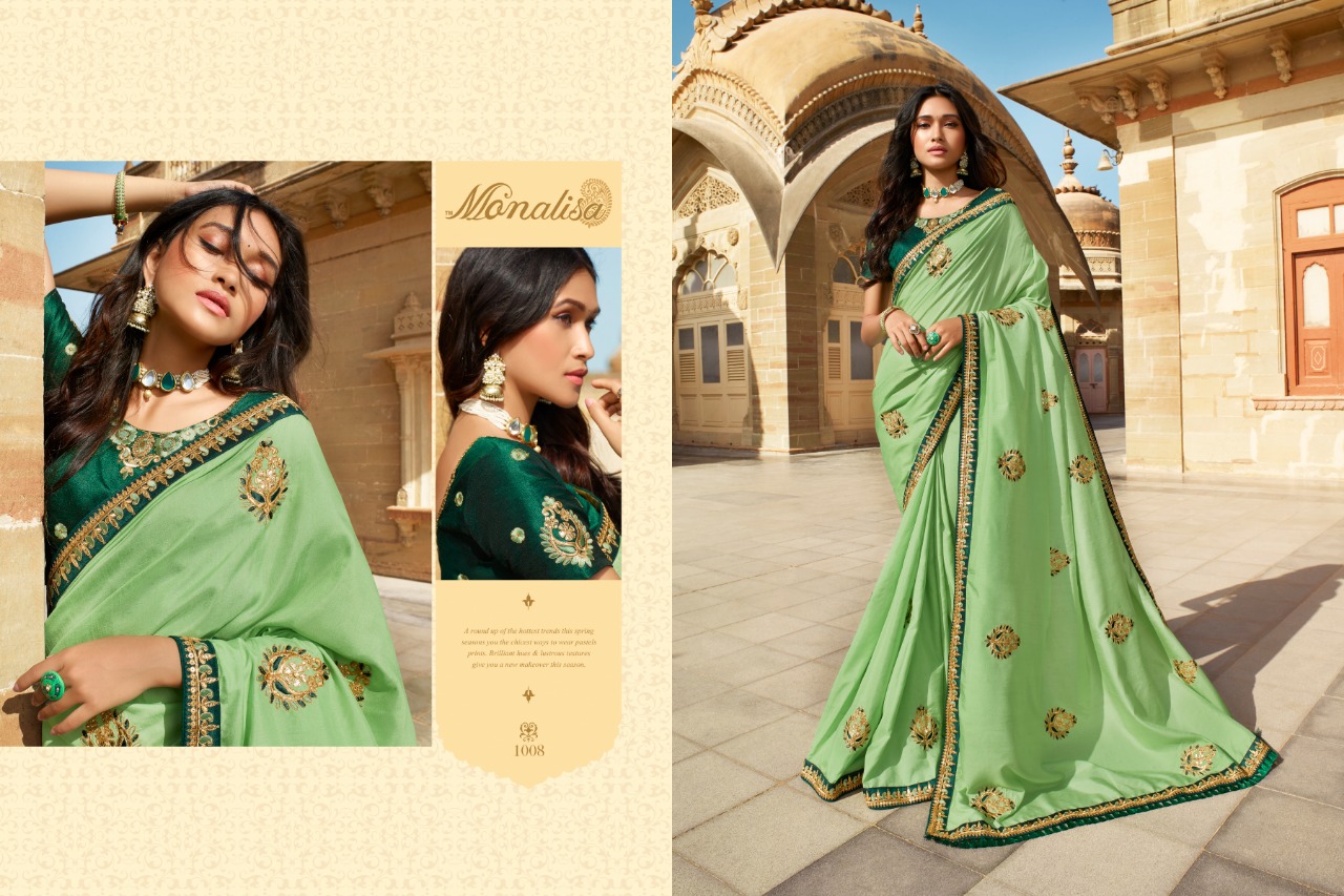 Monalisa 1001 Series By Monalisa 1001 To 1011 Series Designer Wedding Collection Beautiful Stylish Fancy Colorful Party Wear & Occasional Wear Fancy Sarees At Wholesale Price