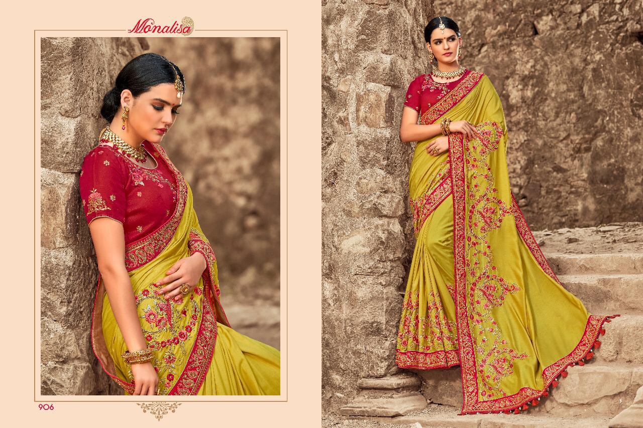 Monalisa 901 Series By Monalisa 901 To 911 Series Designer Wedding Collection Beautiful Stylish Fancy Colorful Party Wear & Occasional Wear Silk/ Modal Sarees At Wholesale Price