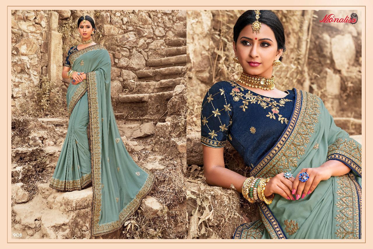Monalisa 901 Series By Monalisa 901 To 911 Series Designer Wedding Collection Beautiful Stylish Fancy Colorful Party Wear & Occasional Wear Silk/ Modal Sarees At Wholesale Price