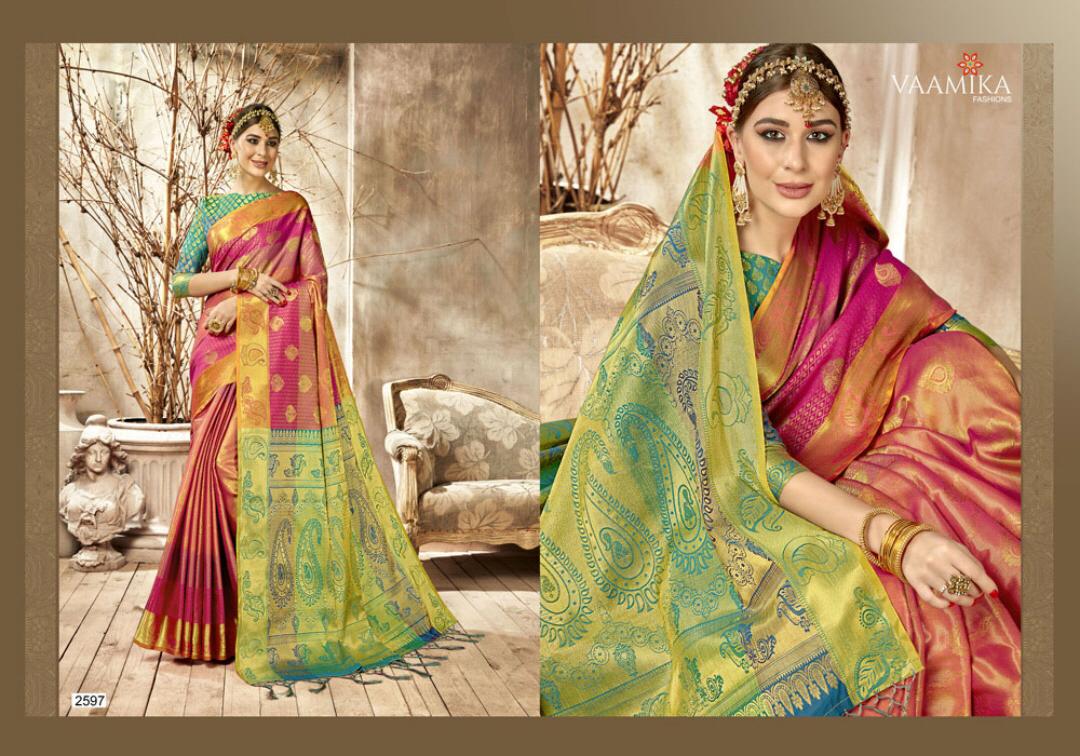 Monshika Silk By Vaamika Fashion 2591 To 2598 Series Designer Beautiful Wedding Collection Colorful Fancy Party Wear & Occasional Wear Silk Sarees At Wholesale Price