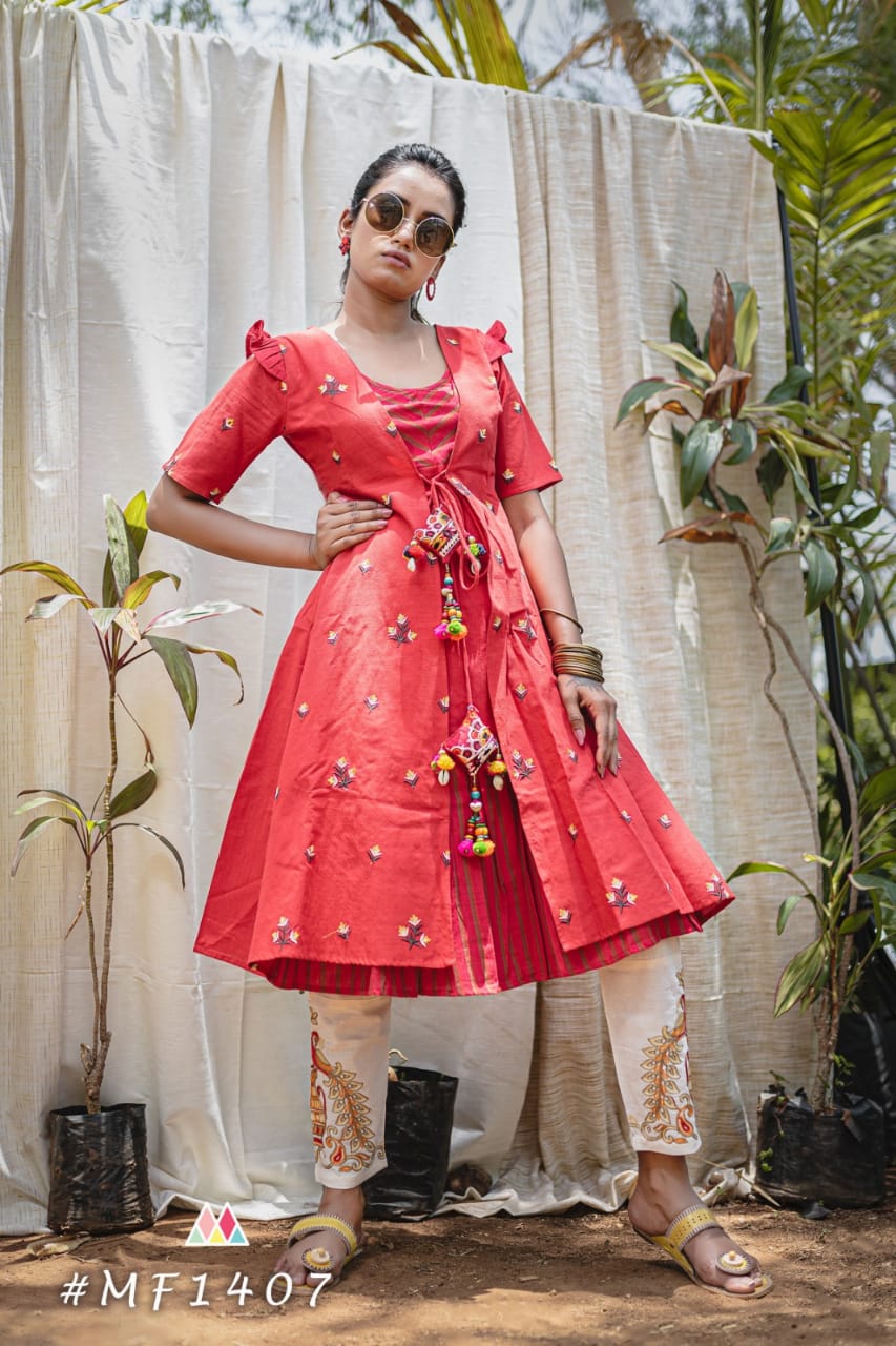 Mood Spring Summer Vol-19 By Mesmora 1400 To 1409 Series Beautiful Stylish Colorful Fancy Casual Wear & Ethnic Wear & Ready To Wear Pure Khadi Embroidery Kurtis At Wholesale Price