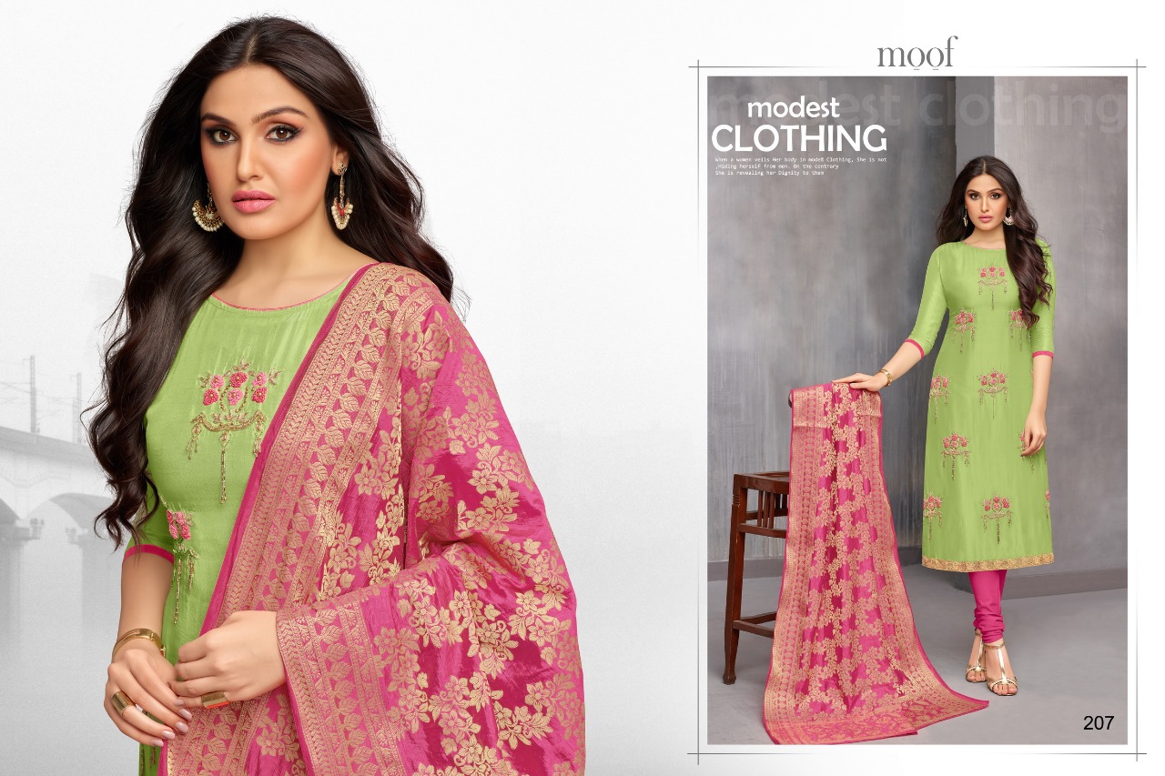 Moof Vol-9 By Moof Fashion 207 To 212 Series Beautiful Suits Stylish Fancy Colorful Casual Wear & Ethnic Wear Muslin Cotton Embroidered Dresses At Wholesale Price