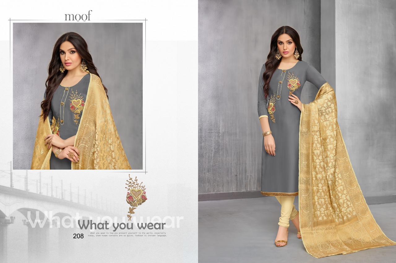 Moof Vol-9 By Moof Fashion 207 To 212 Series Beautiful Suits Stylish Fancy Colorful Casual Wear & Ethnic Wear Muslin Cotton Embroidered Dresses At Wholesale Price