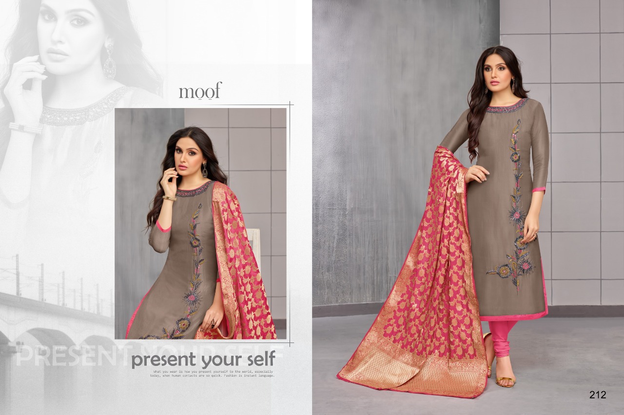 Moof Vol-9 By Moof Fashion 207 To 212 Series Beautiful Suits Stylish Fancy Colorful Casual Wear & Ethnic Wear Muslin Cotton Embroidered Dresses At Wholesale Price