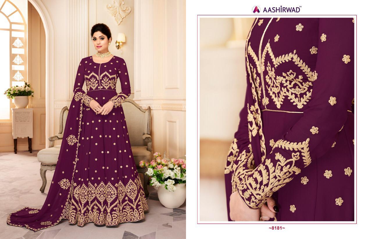 Mor Pankh By Aashirwad Creation 8181 To 8184 Series Designer Anarkali Suits Collection Beautiful Stylish Fancy Colorful Party Wear & Occasional Wear Butterfly Real Georgette Embroidered Dresses At Wholesale Price