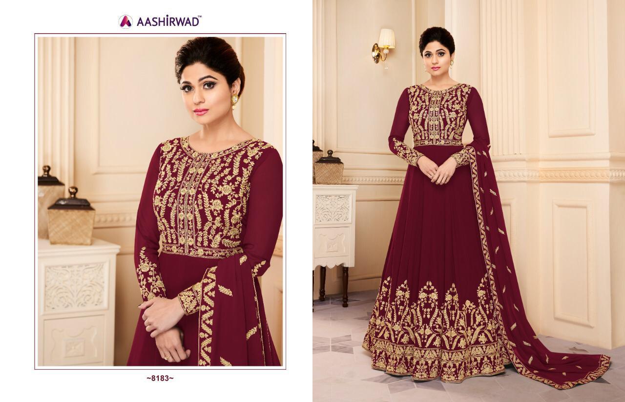 Mor Pankh By Aashirwad Creation 8181 To 8184 Series Designer Anarkali Suits Collection Beautiful Stylish Fancy Colorful Party Wear & Occasional Wear Butterfly Real Georgette Embroidered Dresses At Wholesale Price