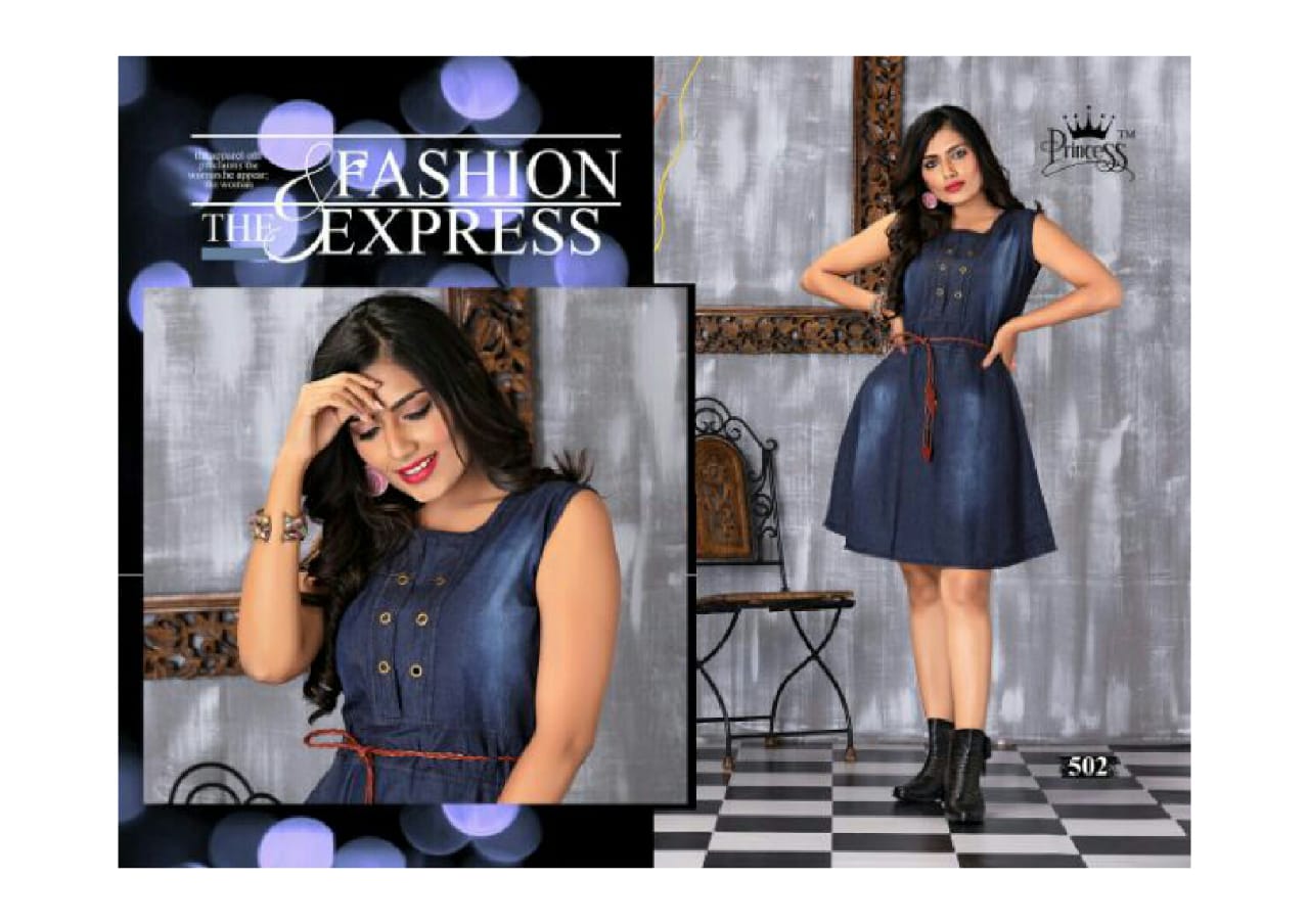 Mora Denim By Princess 501 To 512 Series Beautiful Stylish Fancy Colorful Casual Wear & Ethnic Wear & Ready To Wear Heavy Denim Kurtis At Wholesale Price