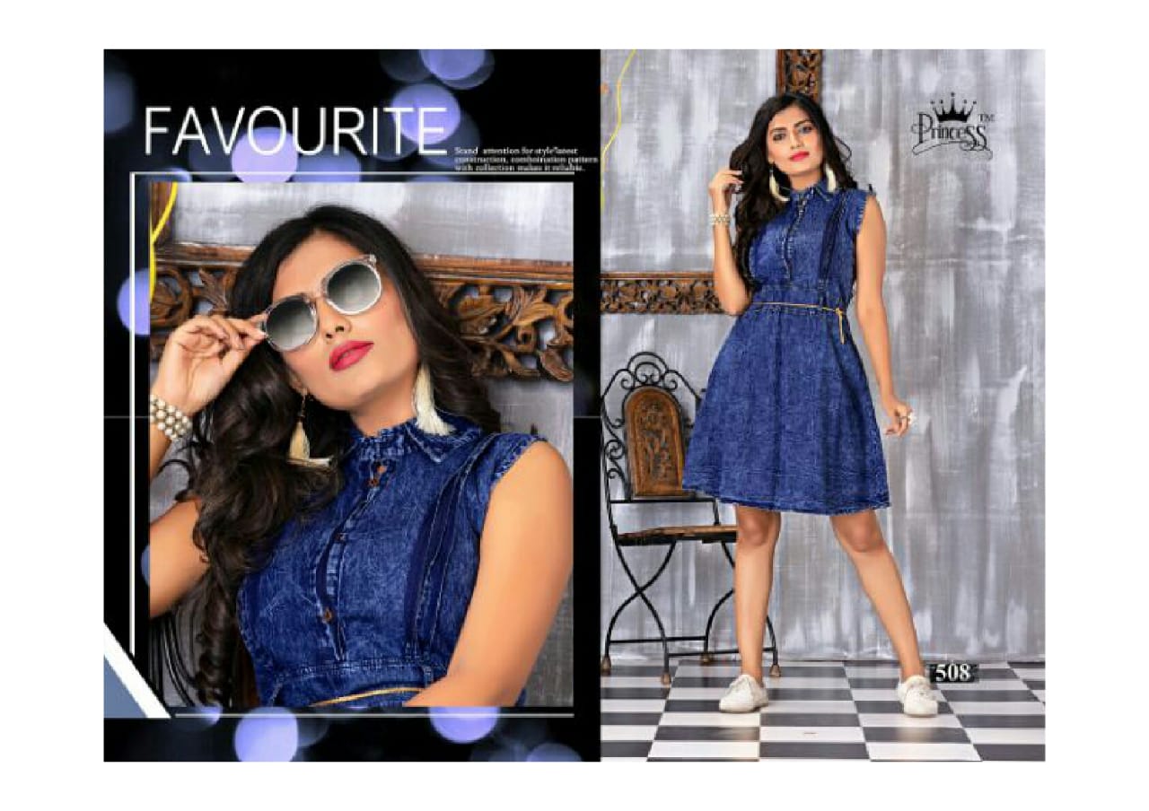 Mora Denim By Princess 501 To 512 Series Beautiful Stylish Fancy Colorful Casual Wear & Ethnic Wear & Ready To Wear Heavy Denim Kurtis At Wholesale Price