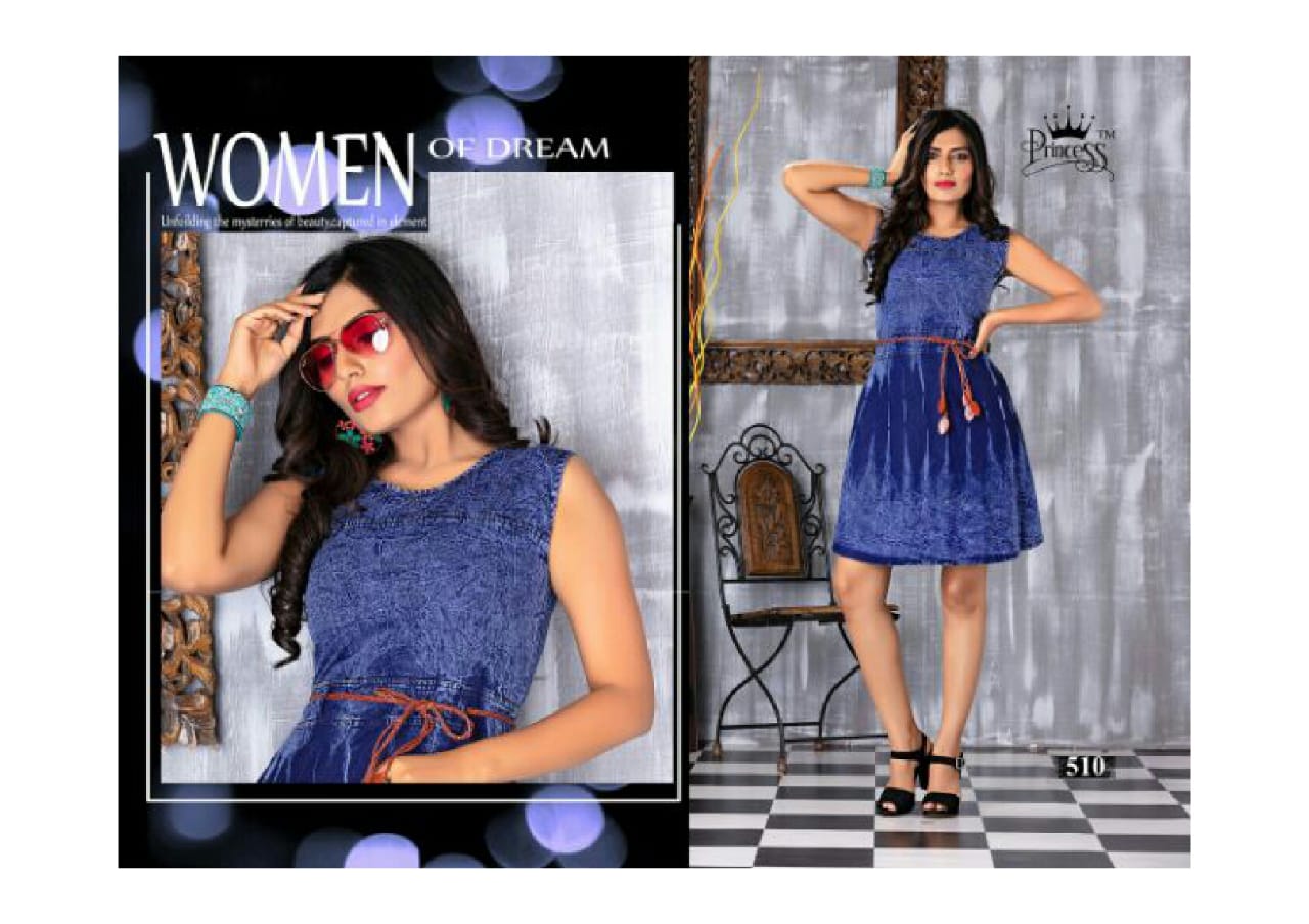 Mora Denim By Princess 501 To 512 Series Beautiful Stylish Fancy Colorful Casual Wear & Ethnic Wear & Ready To Wear Heavy Denim Kurtis At Wholesale Price