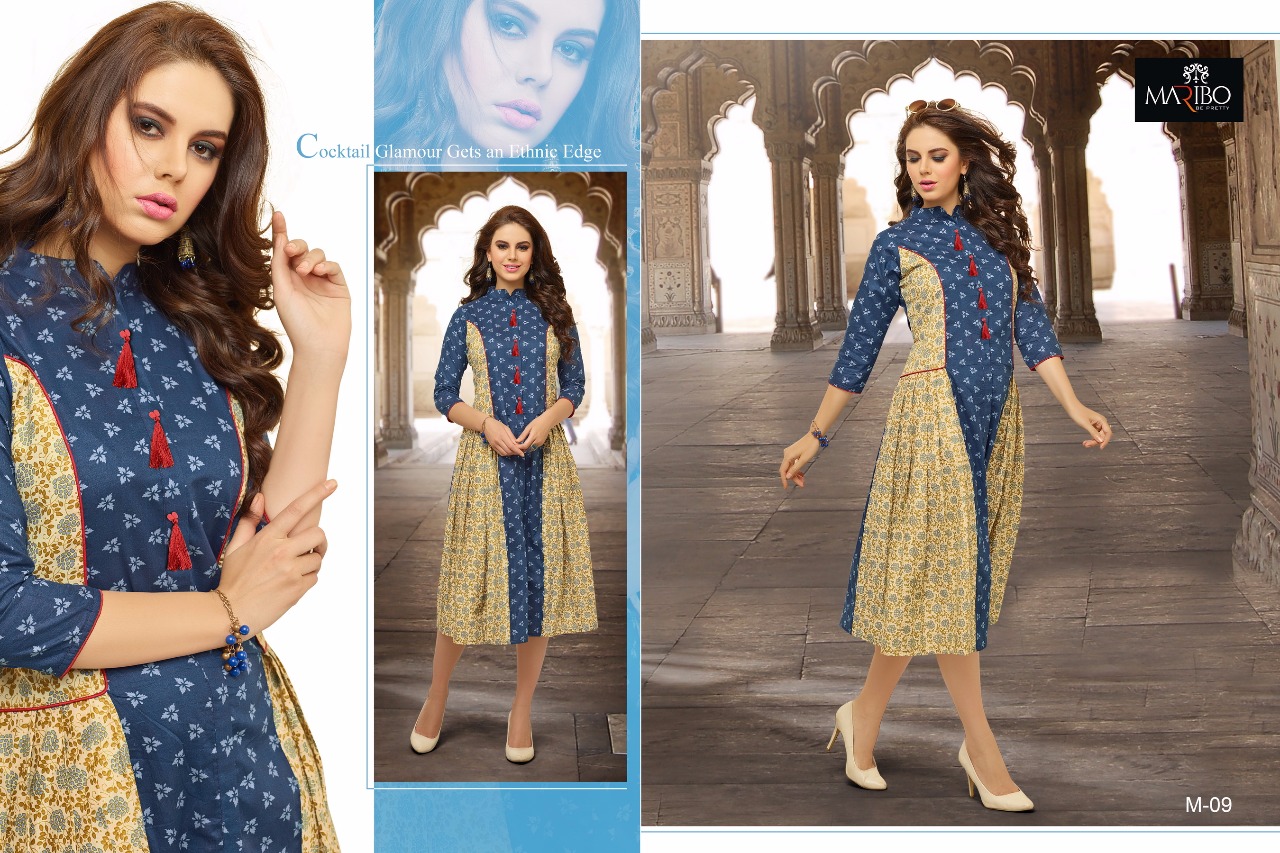 Motiff By Maribo 09 To 16 Series Designer Colorful Stylish Fancy Beautiful Party Wear & Ethnic Wear Cottn/ Rayon/ Georgette/ Chanderi Printed Kurtis At Wholesale Price