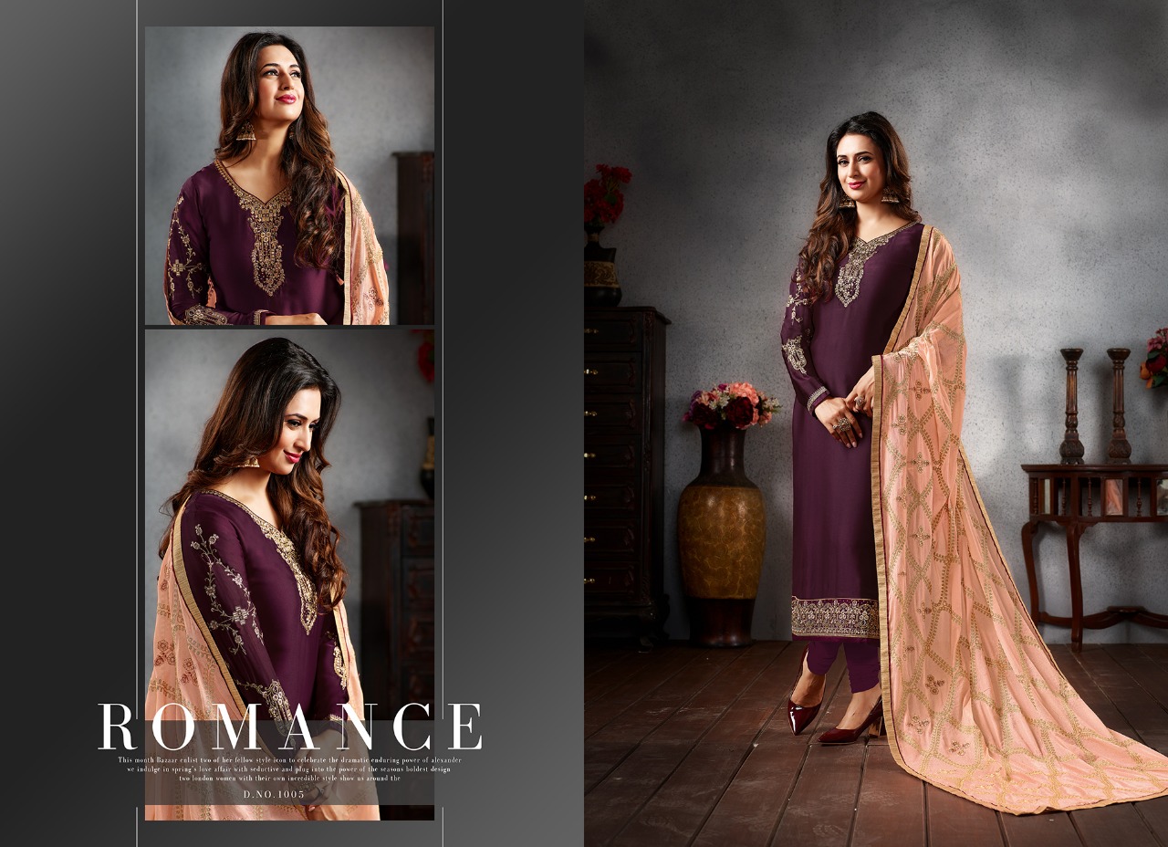 Mrigni Vol-5 By Mrigni 1001 To 1008 Series Indian Traditional Wear Collection Beautiful Stylish Fancy Colorful Party Wear & Occasional Wear Satin Georgette Embroidered Dress At Wholesale Price