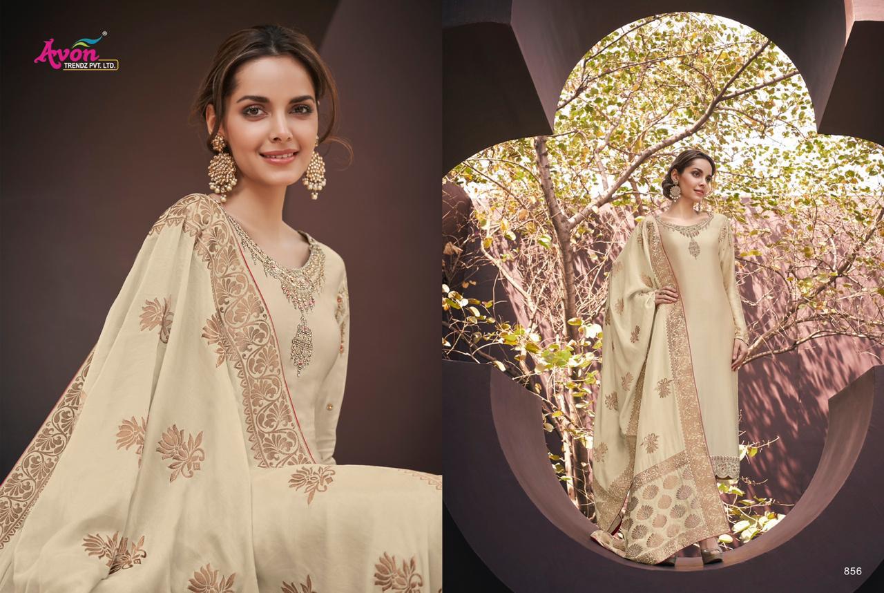 Mulberry Silk Hand Woven By Avon Trendz 851 To 857 Series Beautiful Suits Stylish Colorful Fancy Casual Wear & Ethnic Wear Satin Georgette With Embroidery Dresses At Wholesale Price