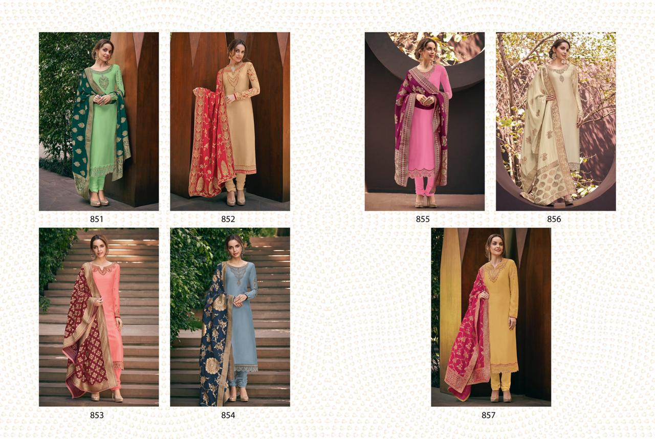 Mulberry Silk Hand Woven By Avon Trendz 851 To 857 Series Beautiful Suits Stylish Colorful Fancy Casual Wear & Ethnic Wear Satin Georgette With Embroidery Dresses At Wholesale Price