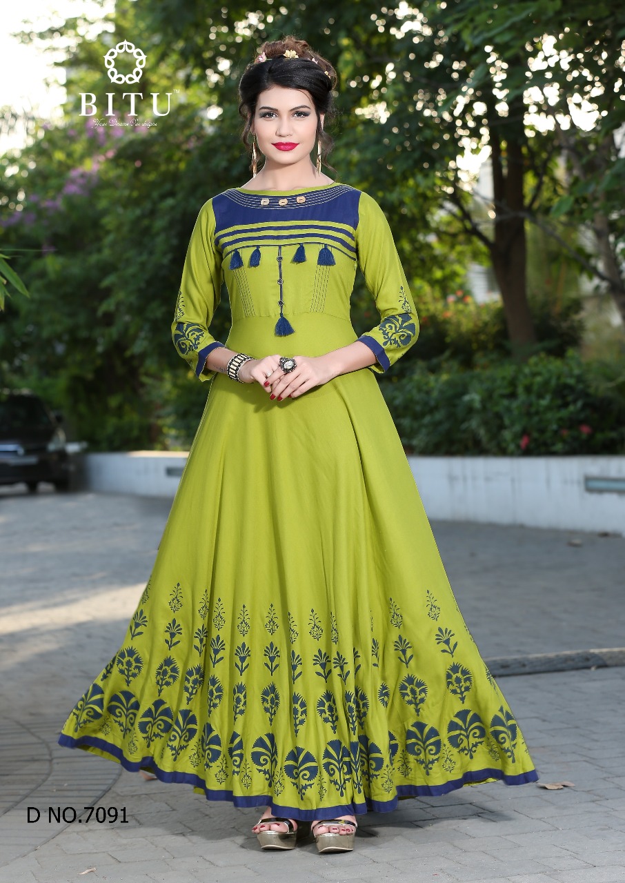 Muskaan By Bitu 7091 To 7096 Series Designer Beautiful Stylish Fancy Colorful Casual Wear & Ethnic Wear Heavy Rayon Kurtis At Wholesale Price