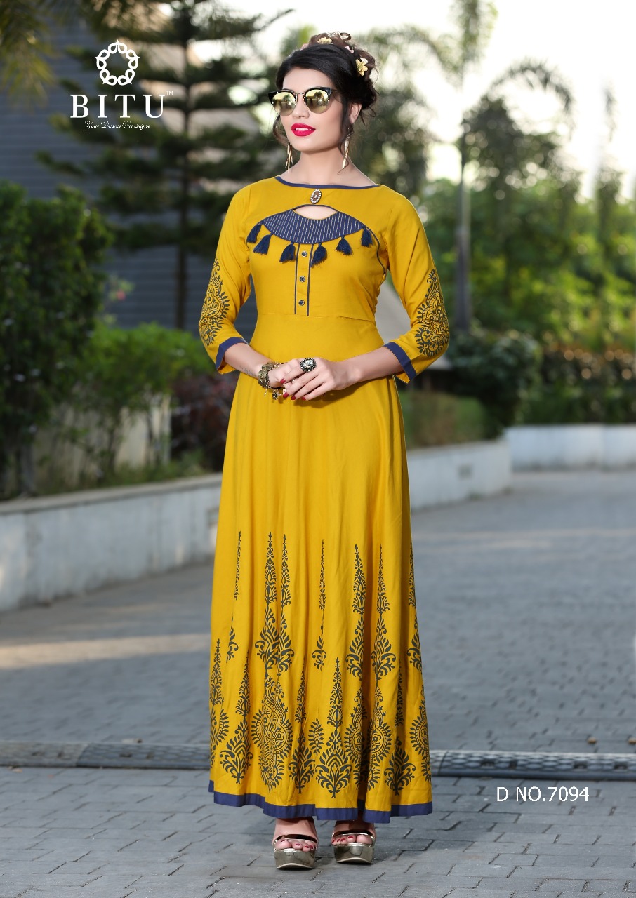 Muskaan By Bitu 7091 To 7096 Series Designer Beautiful Stylish Fancy Colorful Casual Wear & Ethnic Wear Heavy Rayon Kurtis At Wholesale Price