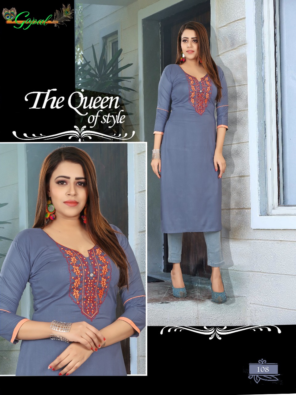 Muskan By Gopal 101 To 108 Series Stylish Colorful Fancy Beautiful Casual Wear & Ethnic Wear Collection Rayon Embroidered Kurtis At Wholesale Price