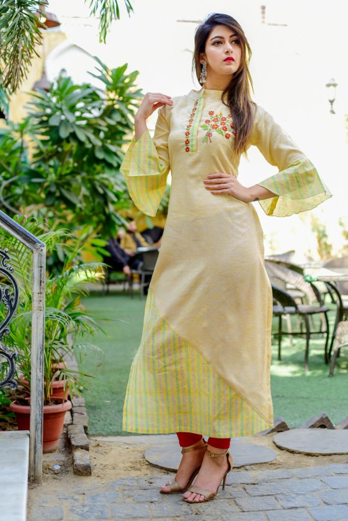 Mustard Hit Design 101 By Mustard Designer Stylish Fancy Colorful Beautiful Party Wear & Casual & Ethnic Wear Collection Rayon Cotton Embroidered Kurtis At Wholesale Price