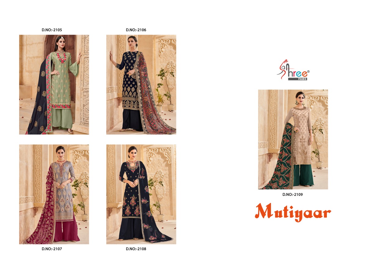 Mutiyaar By Shree Fabs 2101 To 2105 Series Designer Pakistani Suits Collection Beautiful Stylish Fancy Colorful Party Wear & Occasional Wear Faux Georgette Dresses At Wholesale Price