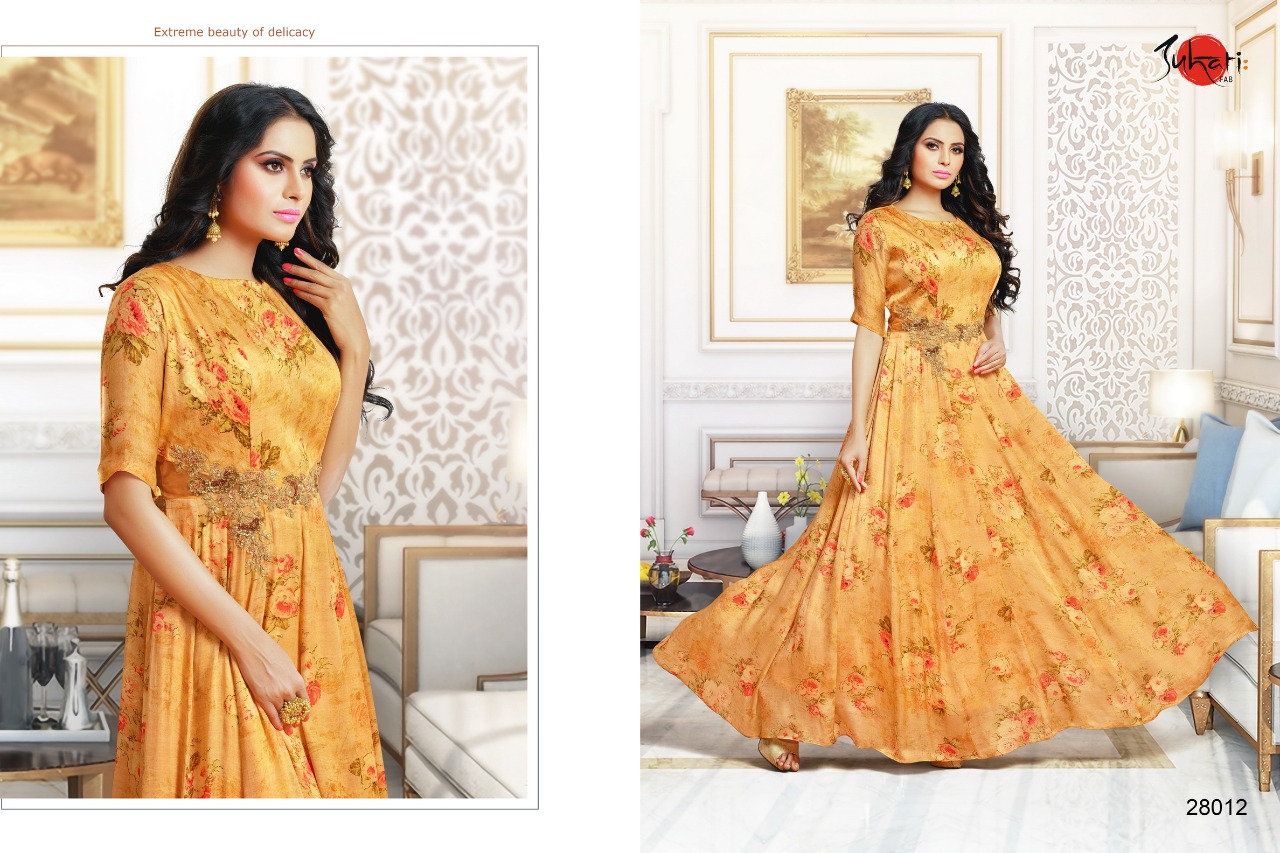 Myra Vol-4 By Suhati Fab 28008 To 28017 Series Designer Stylish Fancy Colorful Beautiful Party Wear & Ethnic Wear Satin/ Muslin Silk Kurtis At Wholesale Price