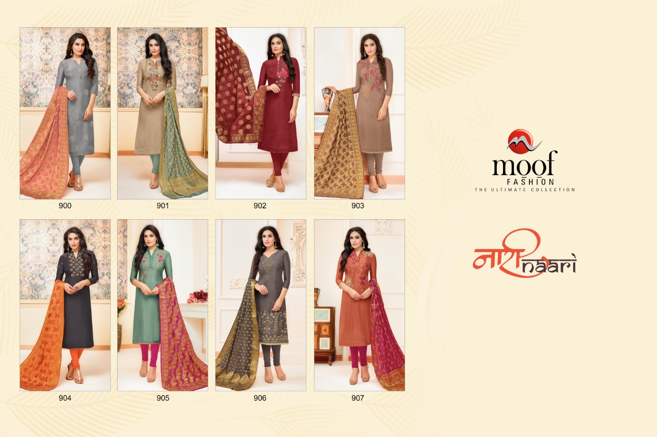 Naari By Moof Fashion 900 To 907 Series Designer Suits Collection Beautiful Stylish Fancy Colorful Party Wear & Occasional Wear Upada Silk Embroidered Dresses At Wholesale Price